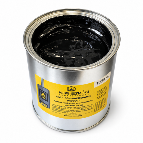 125 ml | 100% natuurlijke Kachelpoets voor gietijzer en staal – kachelzwart - Hermetic CI