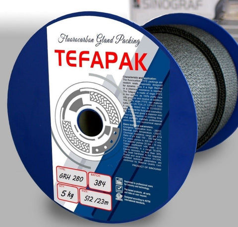 Stopbuspakking – Gegrafitiseerde PTFE | gPTFE Gland packing Tefapak GRH 280