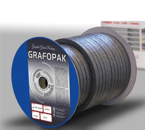 Stopbuspakking – Zuiver geëxpandeerd grafiet - Versterkt met Inconel | Gland packing Grafopak GTR 650