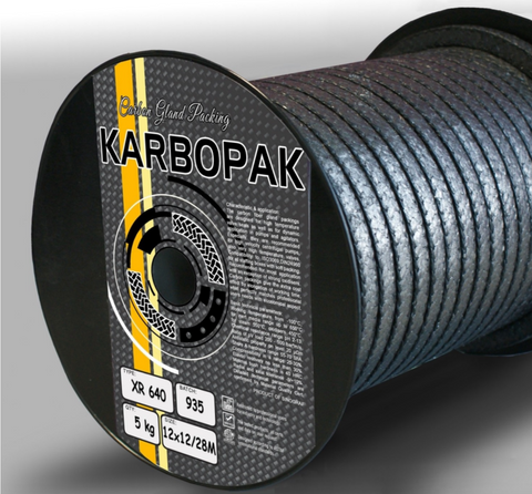 Stopbuspakking – Flexibel grafiet en koolstofvezelhoeken | Gland packing Karbopak XR 640
